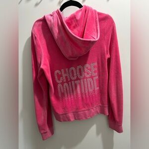 Juicy Couture hot pink velour zip up sweater size XL